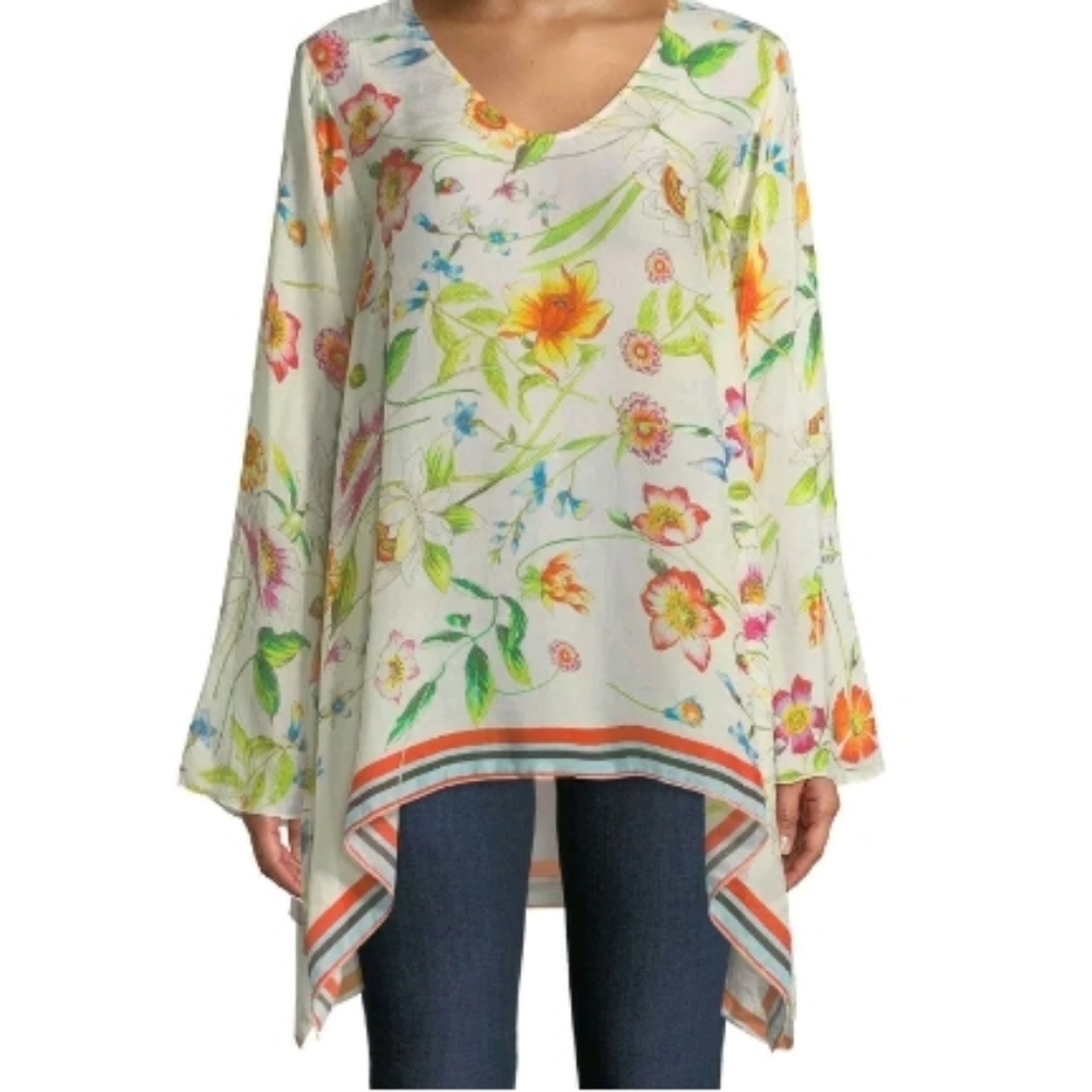 Johnny Was Floral Fiska Flare Sleeve Blouse - Picture 2 of 5